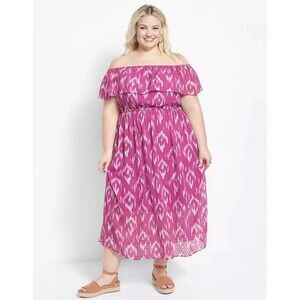 Lane Bryant Convertible Off-The-Shoulder Side-Slit Midi Dress Plus Size 18/20